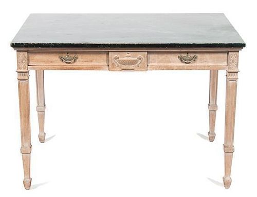 An Adam Style Carved Pine Writing Table Height 29 1/2 x width 42 x depth 28 inches.