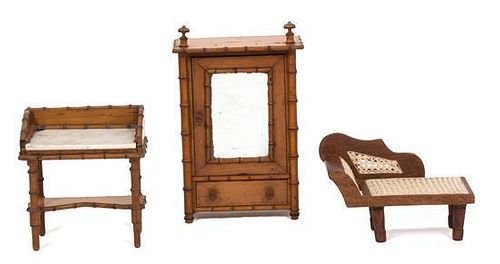 Three Salesman's Sample Furniture Pieces Height of largest 15 inches.