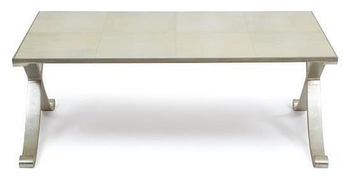 A Shagreen Top Coffee Table Height 18 x width 48 x depth 28 inches.