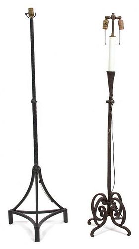 A Patinated Bronze Floor Lamp Height 56 3/4 inches.