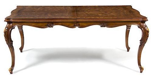 A Karges Louis XV Style Dining Table Height 30 x width closed 71 x depth 47 inches.