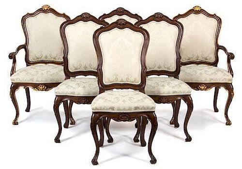 A Set of Six Karges Louis XV Style Dining Chairs Height 40 1/2 inches.