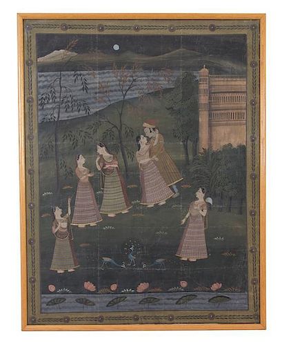 An Indian Mughal Painting Height 62 5/8 x width 48 1/4 inches.