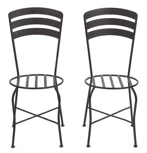 Ten Black Metal Bistro Chairs Height 36 inches.