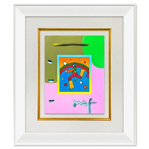 Peter Max, "Cosmic Jumper" Framed One-of-a-Kind Acrylic Mixed Media, Hand Signed with Registration Number Certifying Authenticity