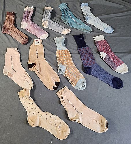 12 Pairs of Vintage 1920s Mens Thin Knit Socks