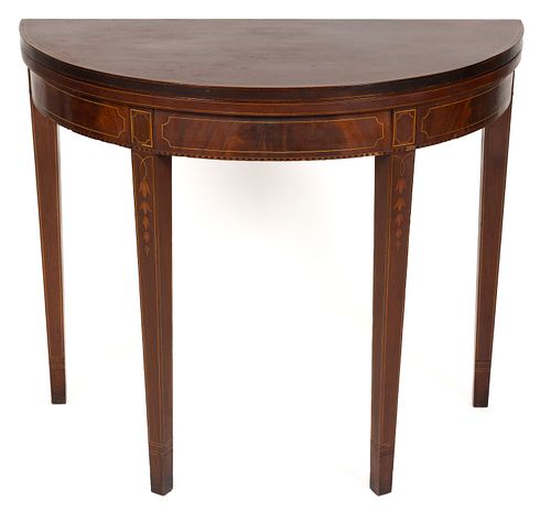 AMERICAN FEDERAL-STYLE MAHOGANY INLAID GAMES TABLE