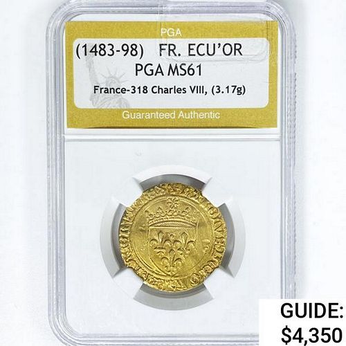 1483-98 France ECU'OR 3.17g Gold PGA MS61 FR-318