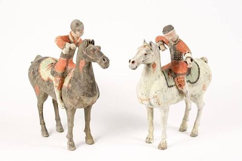 Pair of Chinese Tang Dynasty Archers on Horseback