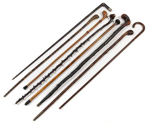ASSORTED ANTIQUE CANES / WALKING STICKS, LOT OF EIGHT