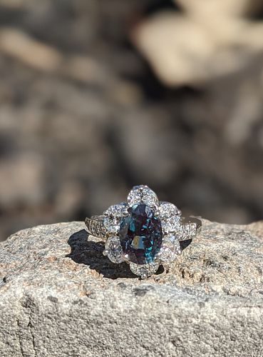 Oscar Hayman Alexandrite and Diamond Ring