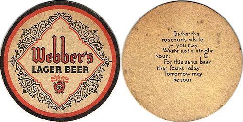 1933 Webber's Lager Beer "Gather The Rosebuds..." OH-CRO-4B East Liverpool Ohio