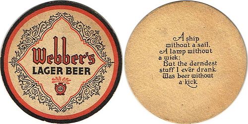 1933 Webber's Lager Beer "Ship Without A Sail" OH-CRO-4A East Liverpool Ohio