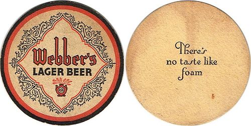 1933 Webber's Lager Beer "No Place Like Foam" OH-CRO-4D East Liverpool Ohio