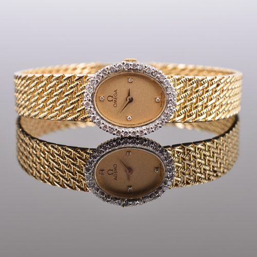 Omega 14K Gold & Diamond Estate Watch