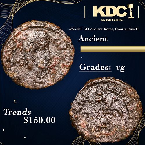 323-361 AD Ancient Rome, Constantius II Ancient Grades vg