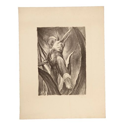 GUILLERMO MEZA, Hombre en maguey, Firmada y fechada 1952, Litografía 14 / 80, 36 x 25 cm imagen / 58 x 44 cm papel