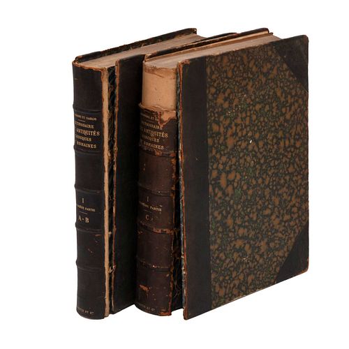 Daremberg, Ch. MM.  Dictionnaire Des Antiquités Grecques et Romaines.  Paris: Libraire Hachette, 1886, 1877. Tomos I - II. Piezas: 2.