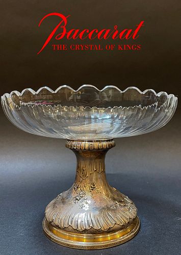 19th C. Baccarat Crystal & Signed Silver Base Centerpiece