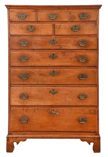 American Chippendale Figured Maple Tall Chest