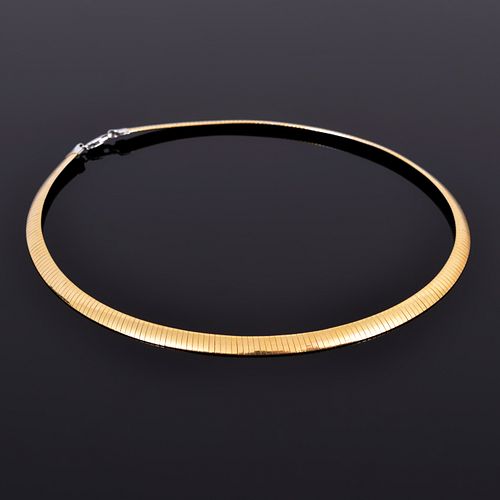 14K Gold Reversible Omega-Style Estate Chain / Necklace