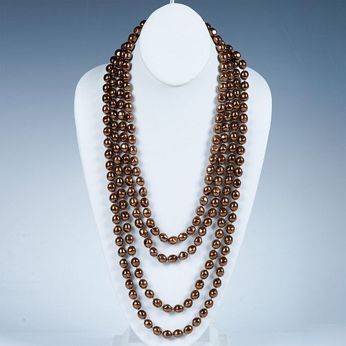 2pc Bronze Faux Baroque Pearl Necklaces