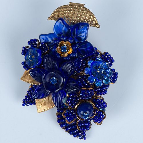 Stanley Hagler NYC Deep Blue Flower Basket Brooch