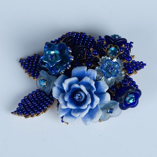 Rare Stanley Hagler NYC Two-Tone Blue Flower Brooch
