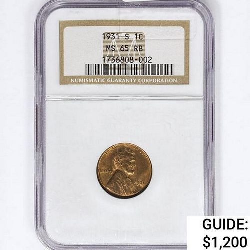 1931-S Wheat Cent NGC MS65 RB