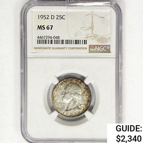 1952-D Washington Silver Quarter NGC MS67 