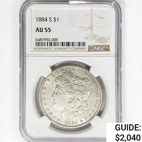 1884-S Morgan Silver Dollar NGC AU55 