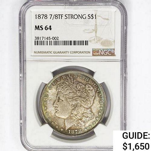 1878 7/8TF Strong Morgan Silver Dollar NGC MS64 