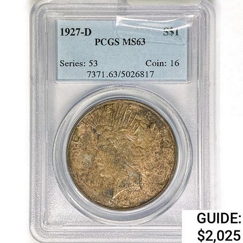 1927-D Silver Peace Dollar PCGS MS63 