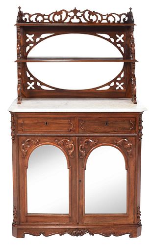 American Rococo Rosewood Etagere Cabinet