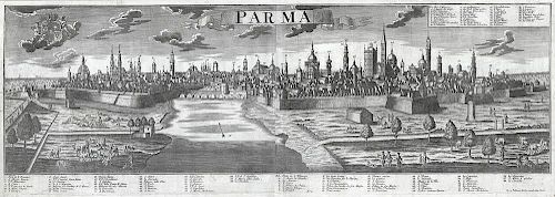 Large scale 18th century view of Parma.