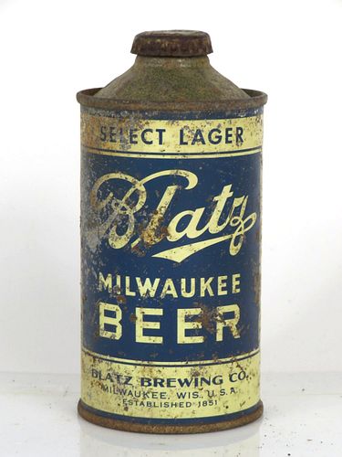 1939 Blatz Milwaukee Beer 12oz 153-13 Low Profile Cone Top Milwaukee Wisconsin