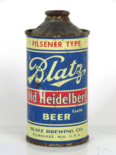 1938 Blatz Old Heidelberg Beer 12oz 153-16 High Profile Cone Top Milwaukee Wisconsin