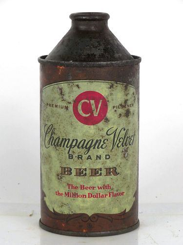 1953 Champagne Velvet Beer 12oz 157-10.2 High Profile Cone Top Terre Haute Indiana