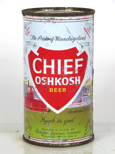1962 Chief Oshkosh Beer 12oz 49-28 Flat Top Oshkosh Wisconsin