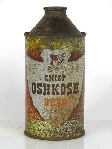 1951 Chief Oshkosh Beer 12oz 157-19 High Profile Cone Top Oshkosh Wisconsin