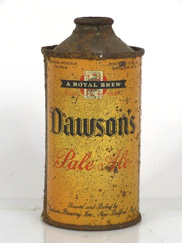 1940 Dawson's Pale Ale 12oz 158-27 Low Profile Cone Top New Bedford Massachusetts