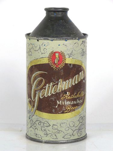 1953 Gettelman Rathskellar Beer 12oz 164-24 High Profile Cone Top Milwaukee Wisconsin