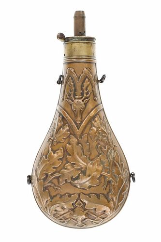 Brass Hunting Powder Flask c. 1890-1910
