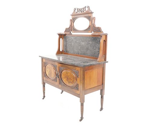 Edwardian Washstand Marble-Top Cabinet c 1890-1910