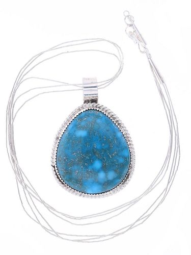 Navajo B Tsosie Sterling Silver Turquoise Necklace