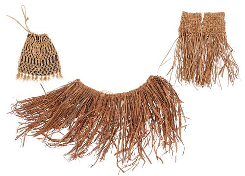 Polynesian Grass Skirt, Blouse, & Bag c. 1930s