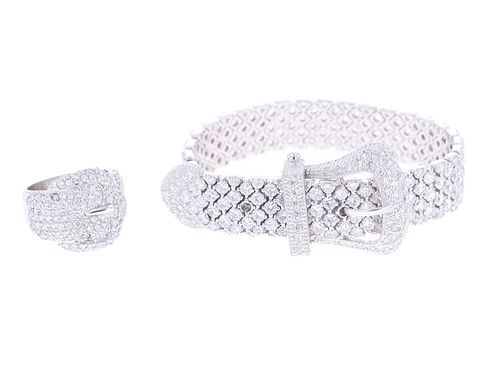 CW Collection Sterling Silver Belt Bracelet & Ring