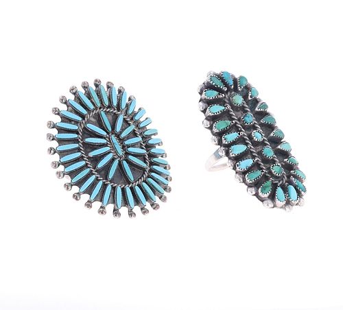 Zuni Needlepoint & Petit Point Turquoise Rings