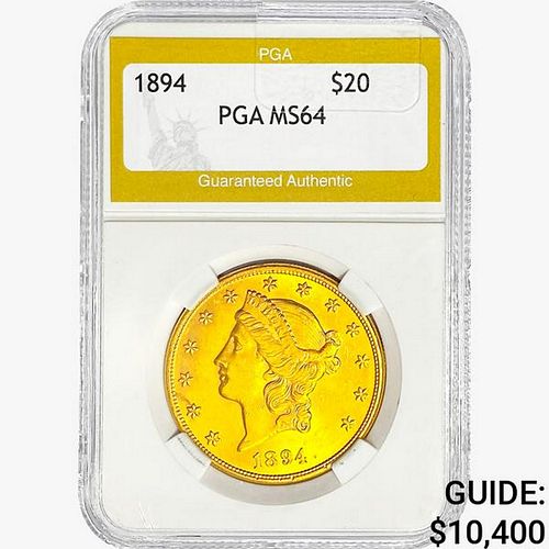 1894 $20 Gold Double Eagle PGA MS64 