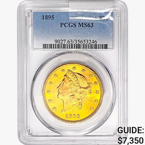 1895 $20 Gold Double Eagle PCGS MS63 